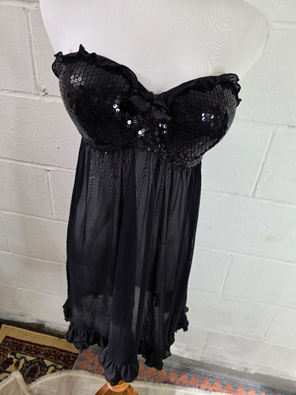 Vintage Regency Glam Gothic Alt Sabrina Carpenter Torrid Sequined Babydoll Dress - Picture 3 of 14
